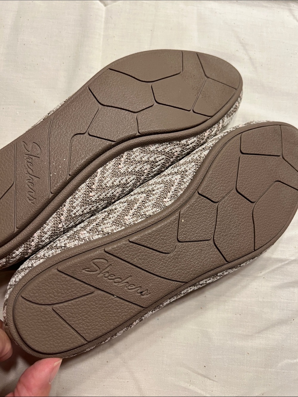 Skechers Taupe Knit Chevron Slip-On Ballet Flat - Picture 5 of 6